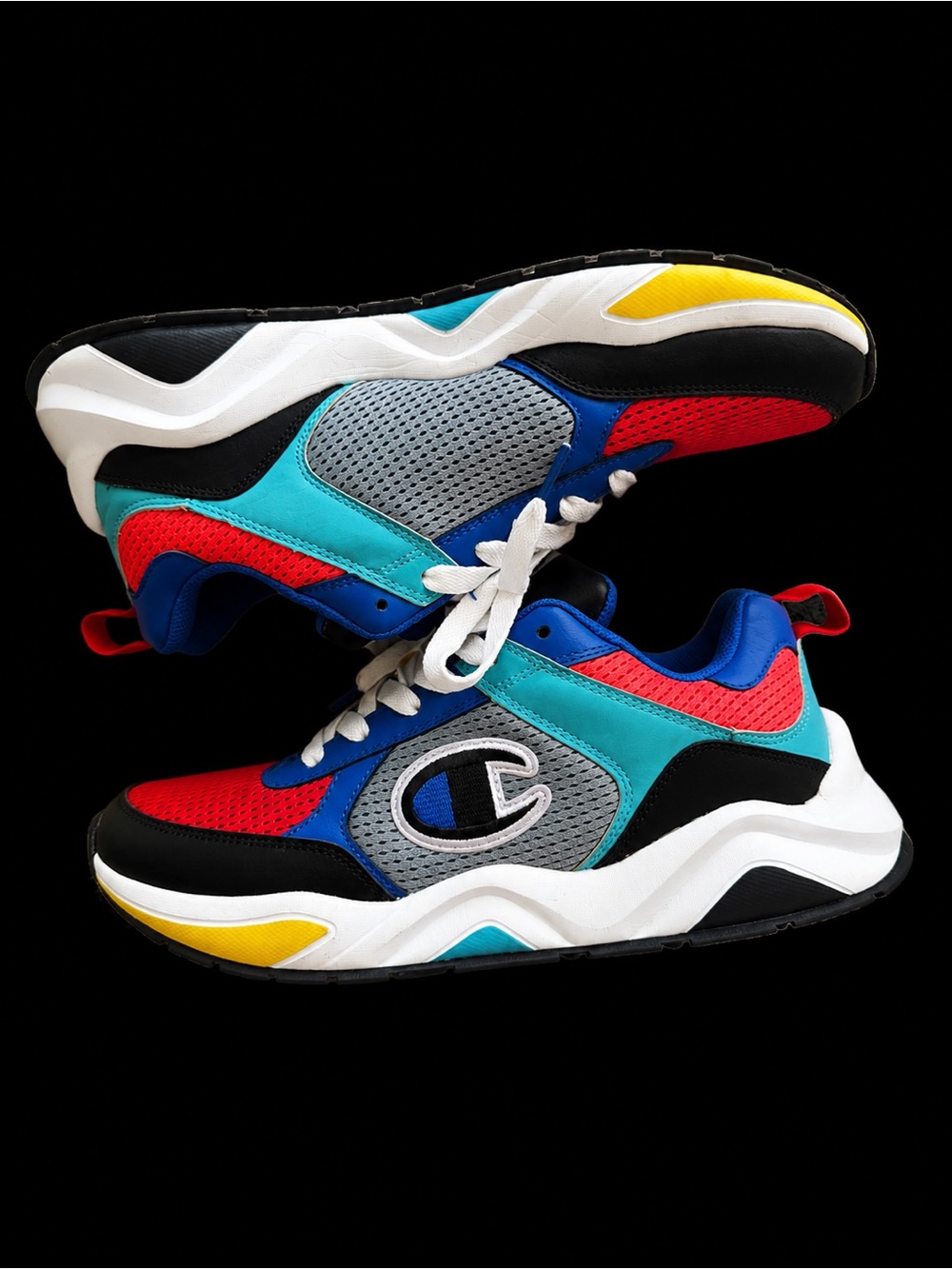 Champion Men’s Multicolor Sneakers-Red, Blue, Teal, Yellow, Gray, Black, White 1